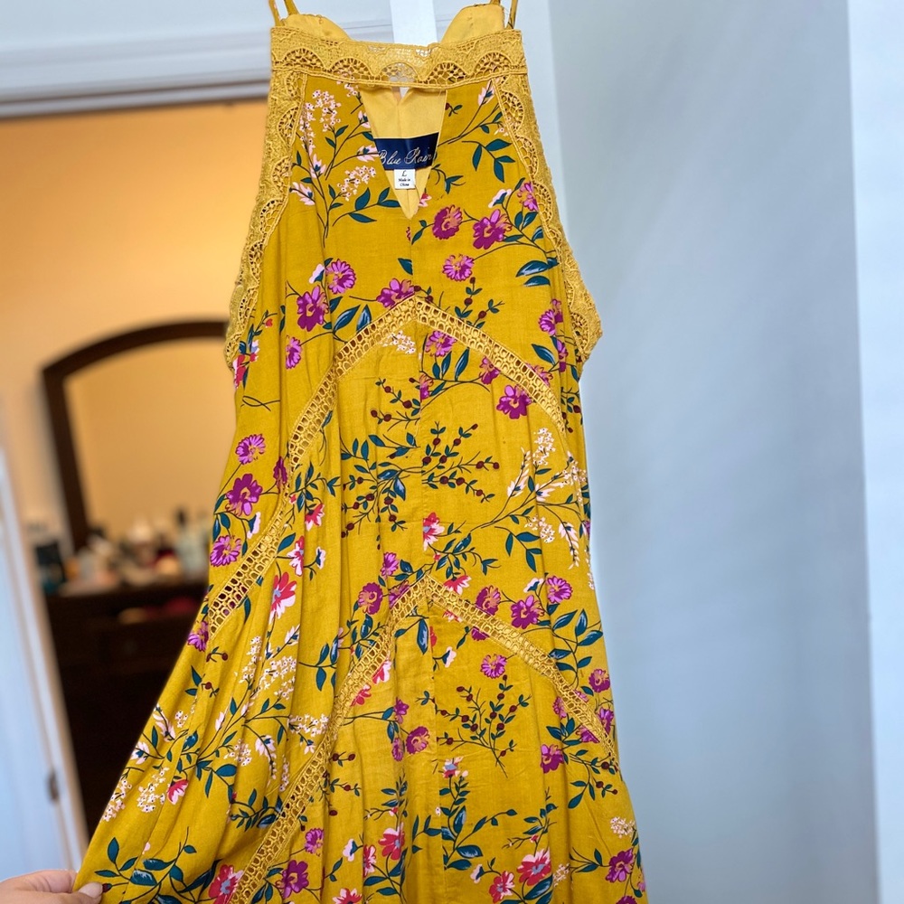Mustard yellow floral dress